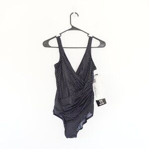 Miraclesuit Oceanus Polka Dot One Piece Swimsuit Women's 8 NWT